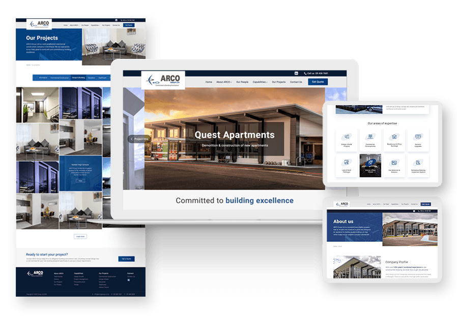Www.gigoled created the website for construction company ARCO to present their services